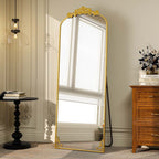 Arched Full Length Mirror with Baroque Flower Design