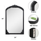 Arched Full-Length Solid Wood Carving Floor Mirror