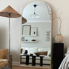 Arched Full-Length Standing Wood Floor Mirror, Wall Mirror