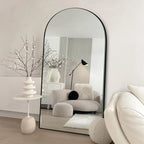 Arched Full-Length Standing Wood Floor Mirror, Wall Mirror