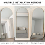 Arched Full-Length Standing Wood Floor Mirror, Wall Mirror