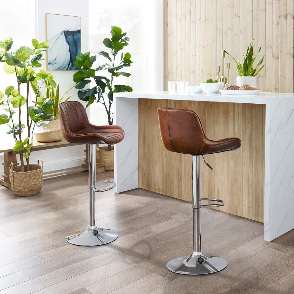 Art Leon Adjustable Height Swivel Barstool, Set of 2