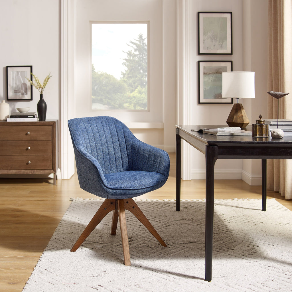 Art Leon Modern Home Office Swivel Arm Accent Chair with Wood Legs