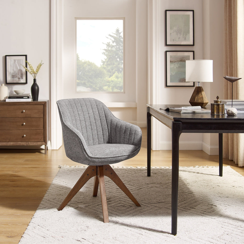 Art Leon Modern Home Office Swivel Arm Accent Chair with Wood Legs