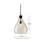 Signature Design by Ashley Avalbane Gray Glass Pendant Light - 13.88 W x 13.88 D x 20.25 H