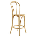 Camille Elm Wood and Rattan Bentwood Counter Stool, Natural