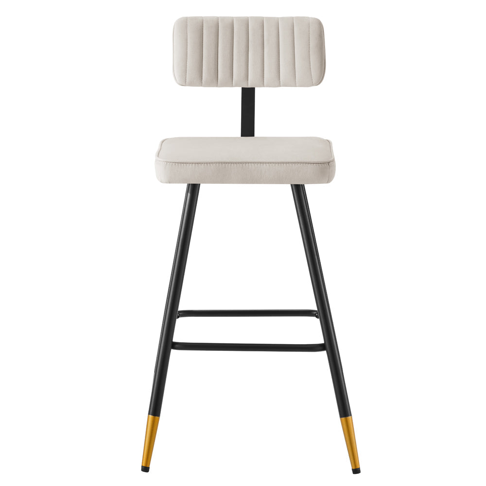 Charlecote Set of 2 Champagne Colour Velvet Upholstered Bar Stools