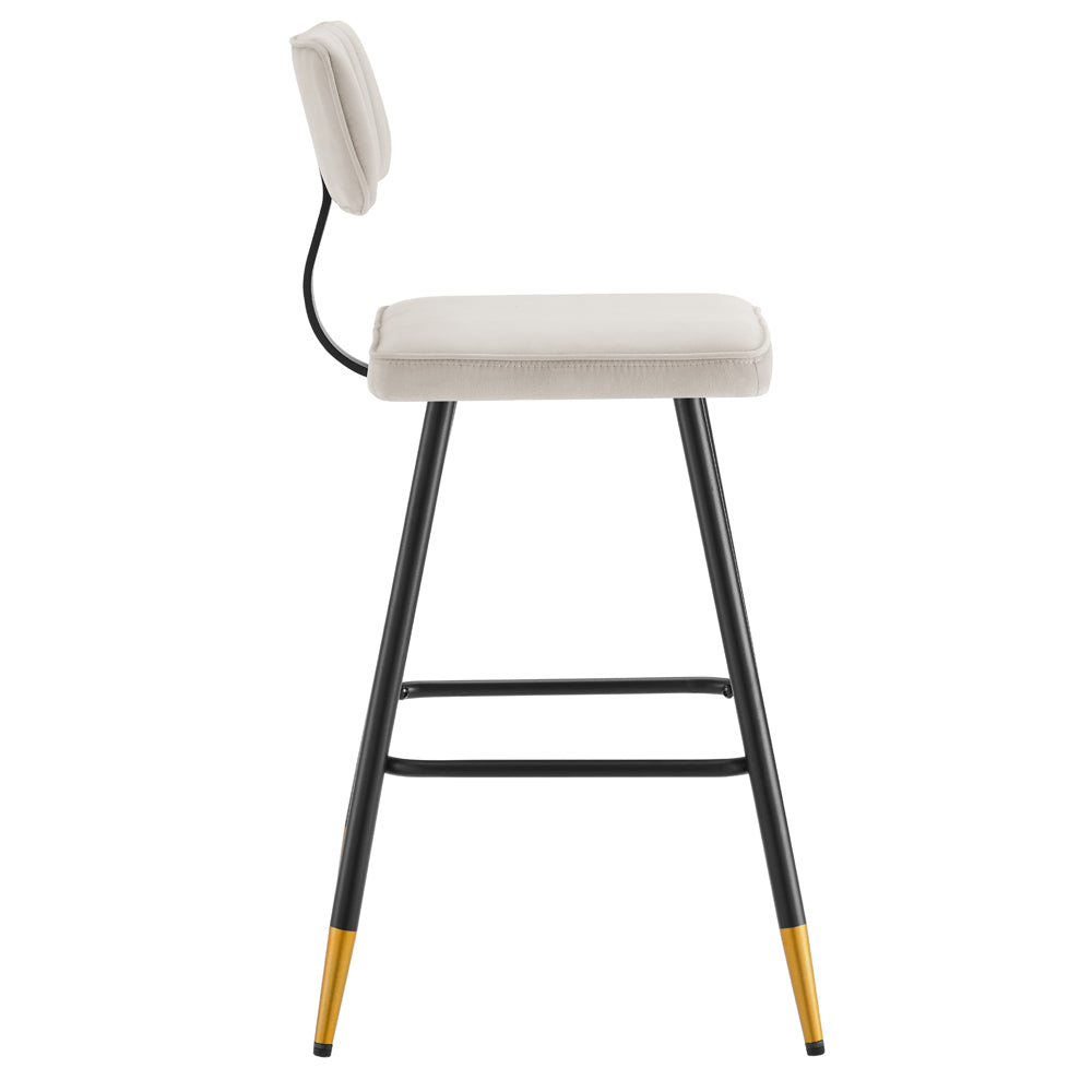 Charlecote Set of 2 Champagne Colour Velvet Upholstered Bar Stools