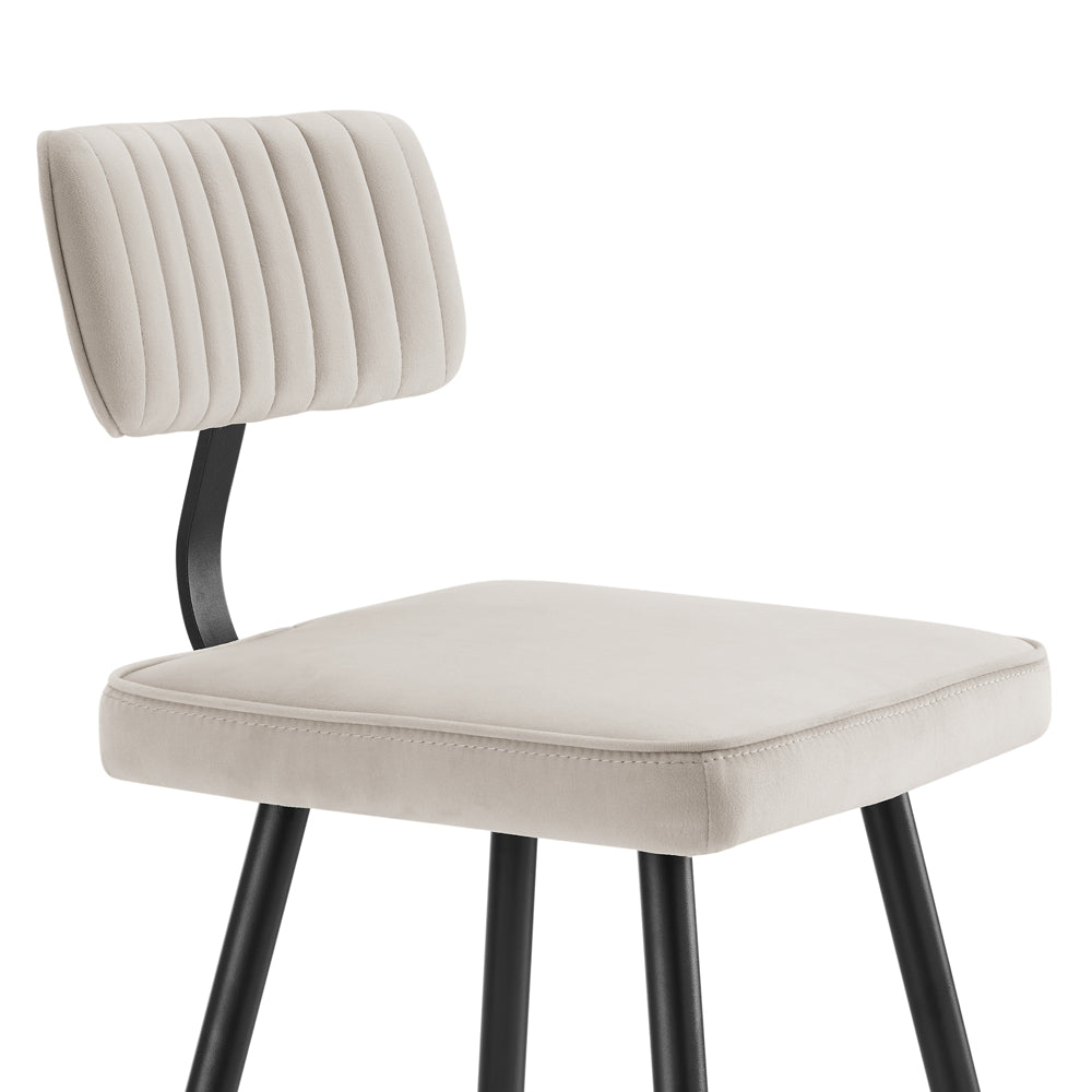 Charlecote Set of 2 Champagne Colour Velvet Upholstered Bar Stools