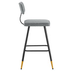 Charlecote Set of 2 Light Grey Fabric Upholstered Bar Stools