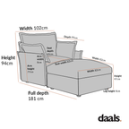 Byron Pillow Edge Mist Grey Boucle Modular Sofa, 1-Seater Chaise