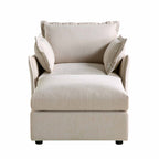 Byron Pillow Edge Beige Fabric Modular Sofa, 1-Seater Chaise