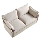 Byron Pillow Edge Beige Fabric Modular Sofa, 2-Seater