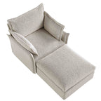 Byron Pillow Edge Mist Grey Boucle Modular Sofa, 1-Seater Chaise