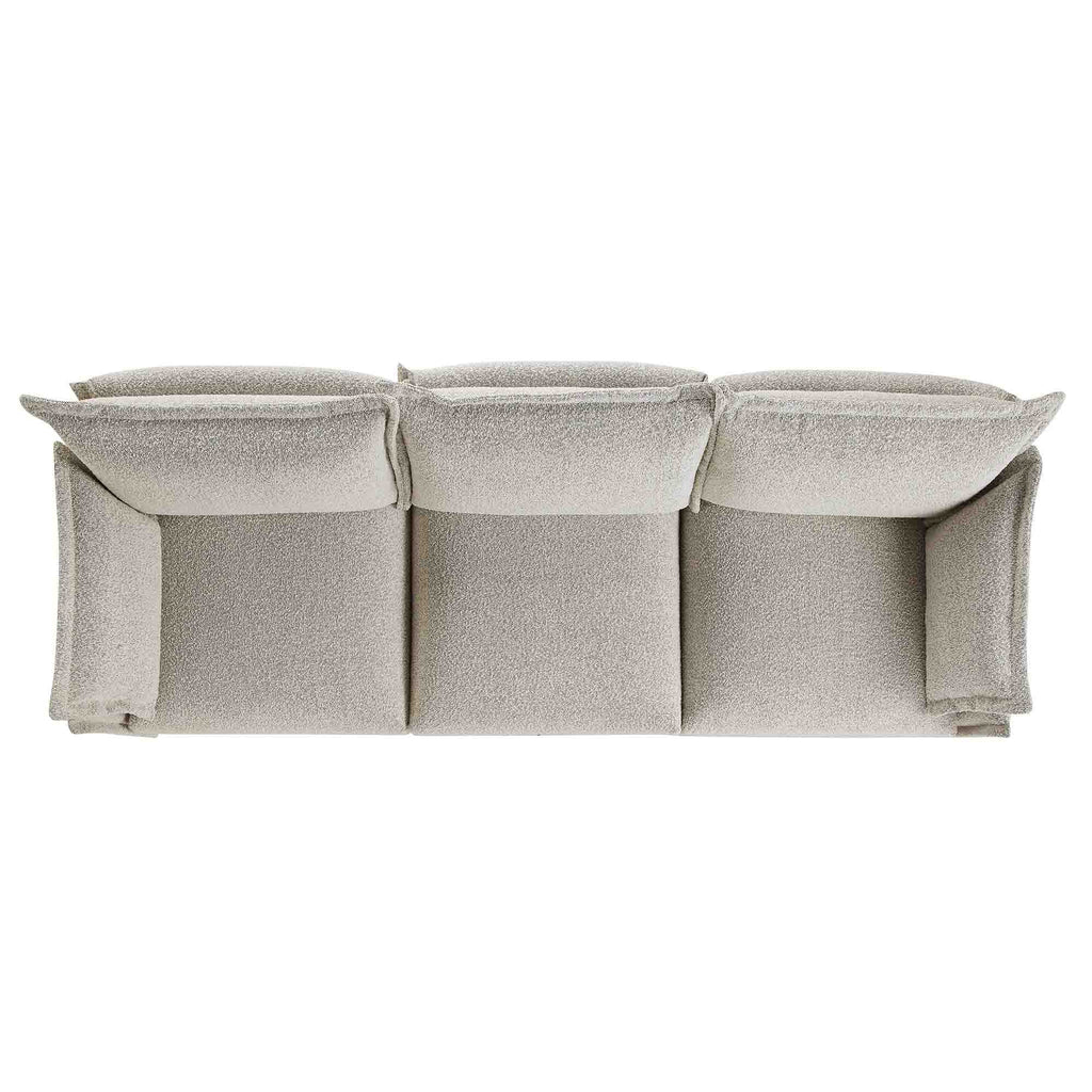 Byron Pillow Edge Mist Grey Boucle Modular Sofa, 3-Seater