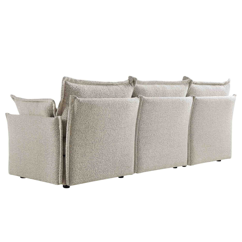Byron Pillow Edge Mist Grey Boucle Modular Sofa, 3-Seater