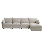 Byron Pillow Edge Mist Grey Boucle Modular Sofa, 4-Seater Chaise