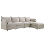 Byron Pillow Edge Mist Grey Boucle Modular Sofa, 4-Seater Chaise