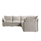 Byron Pillow Edge Mist Grey Boucle Modular Sofa, 5-Seater Corner