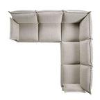 Byron Pillow Edge Mist Grey Boucle Modular Sofa, 5-Seater Corner