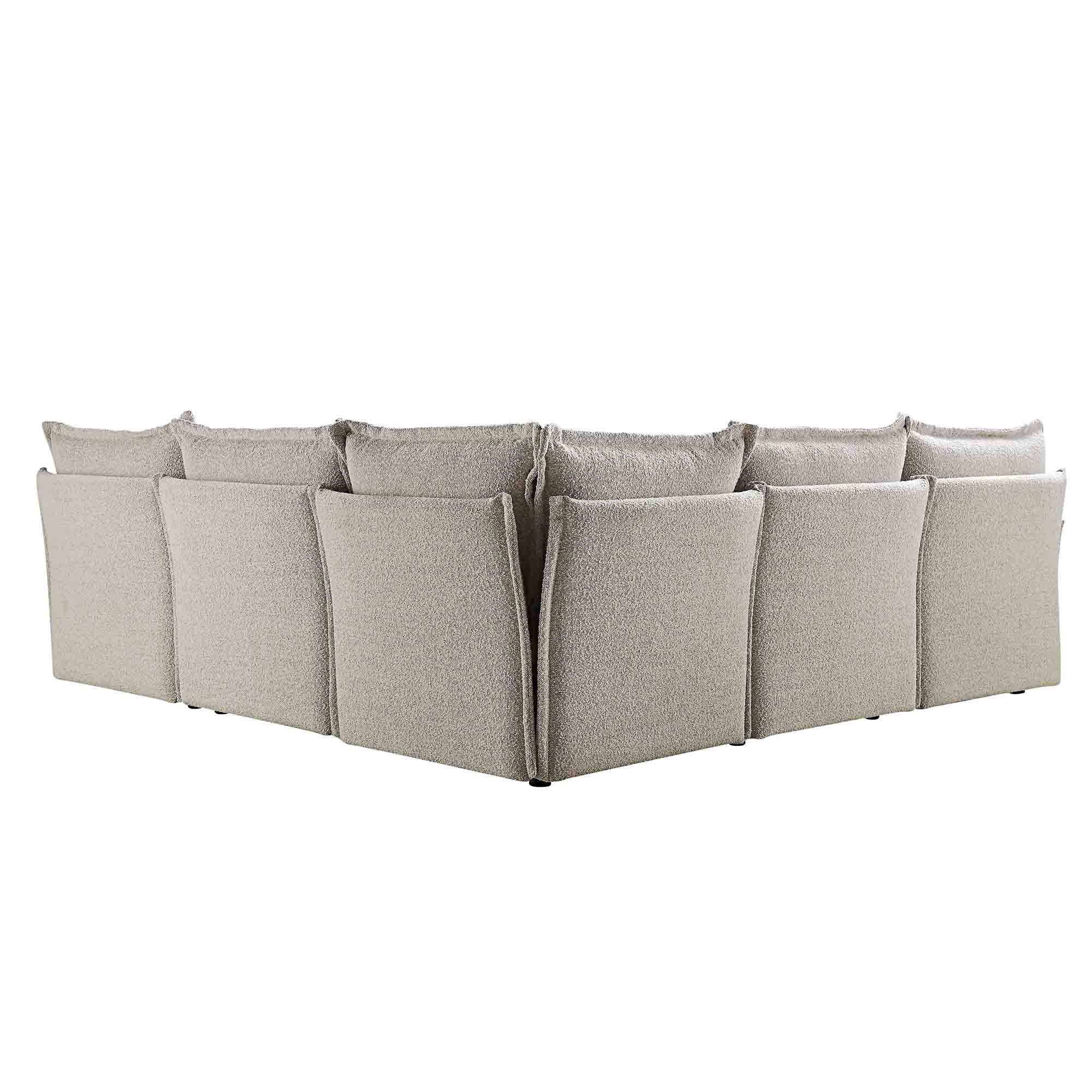 Byron Pillow Edge Mist Grey Boucle Modular Sofa, 5-Seater Corner