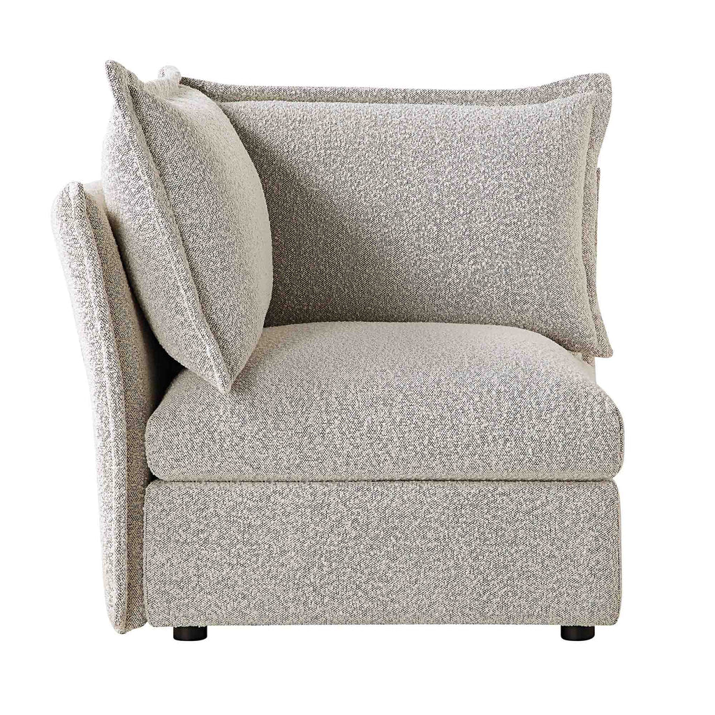 Byron Pillow Edge Mist Grey Boucle Modular Sofa, 1-Seater Corner