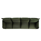 Byron Pillow Edge Moss Green Velvet Modular Sofa, 4-Seater