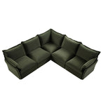 Byron Pillow Edge Moss Green Velvet Modular Sofa, 5-Seater Corner