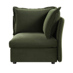 Byron Pillow Edge Moss Green Velvet Modular Sofa, 1-Seater Corner