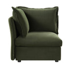 Byron Pillow Edge Moss Green Velvet Modular Sofa, 1-Seater Corner