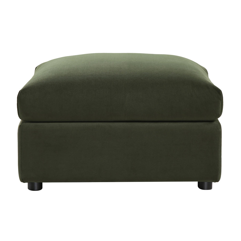 Byron Moss Green Velvet Fabric Pouffe