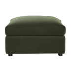 Byron Moss Green Velvet Fabric Pouffe