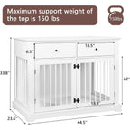 BOSSIN 44 Inch Large Dog Crate Furniture, Wooden Dog Kennel End Table with Storage Drawers, Decorative Pet Crates Dog House