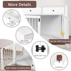 BOSSIN 44 Inch Large Dog Crate Furniture, Wooden Dog Kennel End Table with Storage Drawers, Decorative Pet Crates Dog House