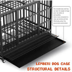 BOSSIN 48/38 inch Heavy Duty Indestructible Dog Crate, Escape Proof Dog Cage Kennel with Lockable Wheels