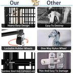 BOSSIN 48/38 inch Heavy Duty Indestructible Dog Crate, Escape Proof Dog Cage Kennel with Lockable Wheels