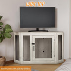 BOSSIN Corner Dog Crate Furniture,44/52 inch Wooden Dog Kennel Furniture with Mesh,Decorative Wood Dog House for Indoor use