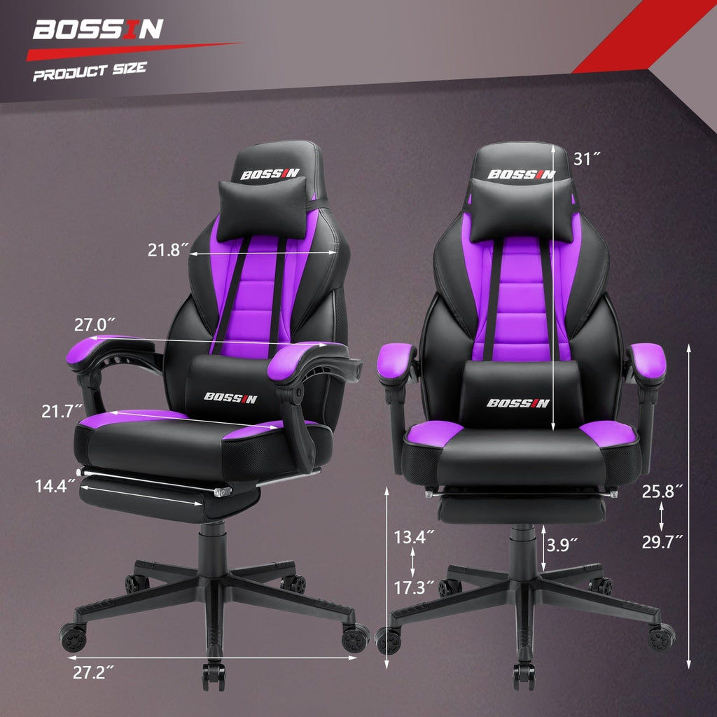 BOSSIN Racing Style Gaming Chair,300 lbs Big and Tall gamer chair High Back Computer Chair