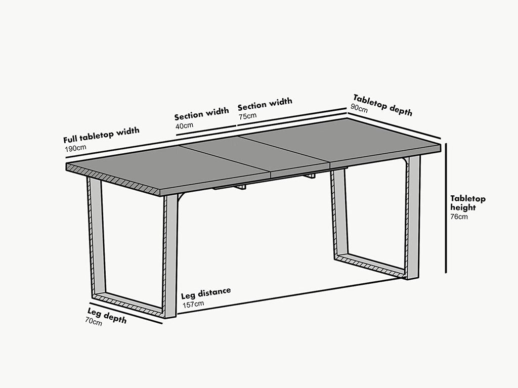 BERN 6-8 Seater Dark Oak Extending Dining Table with Metal Legs