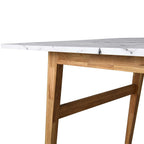 ASCONA White Marble Effect 6-Seater Dining Table with Solid Oak Legs
