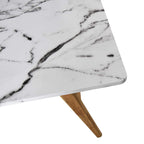 ASCONA White Marble Effect 6-Seater Dining Table with Solid Oak Legs