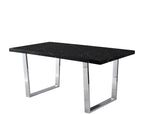 BIASCA 6-Seater High Gloss Marble Effect Dining Table with Silver Chrome Legs Black