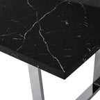 BIASCA 6-Seater High Gloss Marble Effect Dining Table with Silver Chrome Legs Black