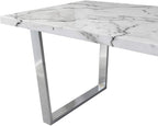 BIASCA 6-Seater High Gloss Marble Effect Dining Table with Silver Chrome Legs White