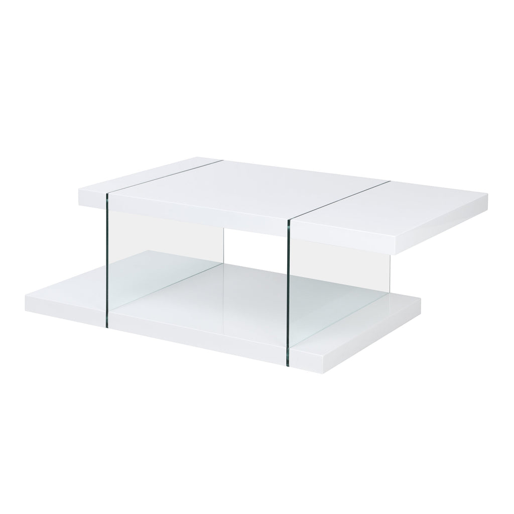 Albion White High Gloss and Glass Coffee Table