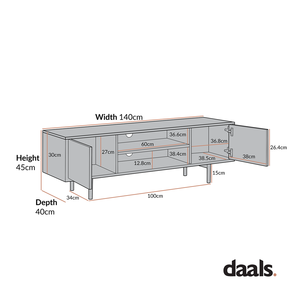 Brooklyn 140cm Wide TV Unit