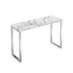 BIASCA High Gloss Marble Effect 120cm Console Table with Silver Chrome Legs