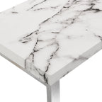 BIASCA High Gloss Marble Effect 120cm Console Table with Silver Chrome Legs