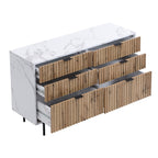 Aspen Oak and Marble Effect 6-Drawer Chest of Drawers