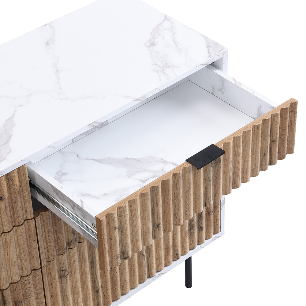 Aspen Oak and Marble Effect 6-Drawer Chest of Drawers